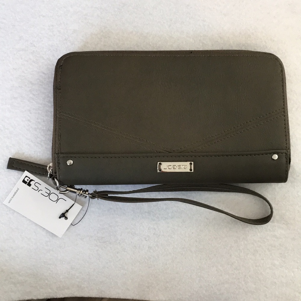 Joes Jeans moss green wristlet
